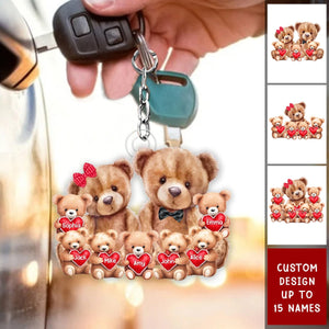 Bear Family With Little Bear Kids Personalized Acrylic Keychain