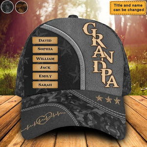 Personalized Gift For Grandpa Papa Dad Custom Kids Name Classic Cap