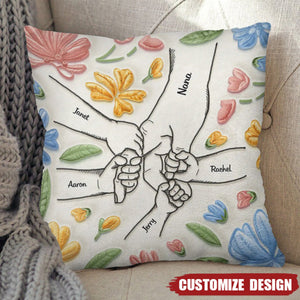 Hand In Hand, I Will Always Protect You - Personalized Family Pillow