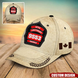 Personalized Retired Firefighter ID & Department US And CA Flag 3D Cap