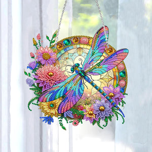 5D Diamond Painting Stained Dragonfly Panel Decorative Home Garden Decoration Hanging Kit