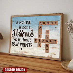 Home With Paw Prints Pet Crossword Puzzle Art Personalized Poster, Gift For Pet Lovers