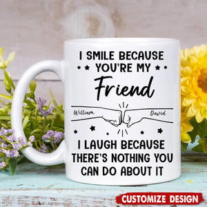 I Smile Because You're My Brother - Family Personalized Black Mug - Gift For Family Members