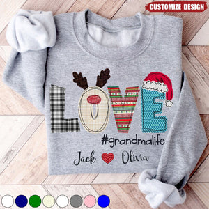 Personalized Mimi Applique And Grandkids Sweatshirt