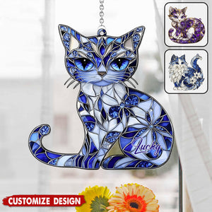 Personalized Cat Window Hanging Suncatcher Ornament - Gift For Cat Lovers