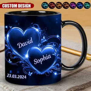 Double Heart Personalized Couple Mug, Anniversary Gift for Couple