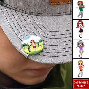 Personalized Cartoon Character Golf Ball Marker Magnetic Hat Clip with Name Gift for Golf Player