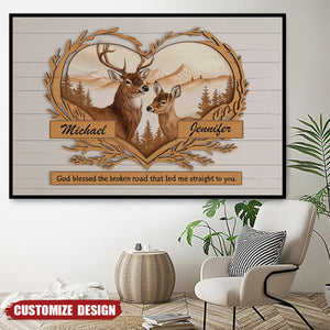 Personalized Deer Love Mountains Poster