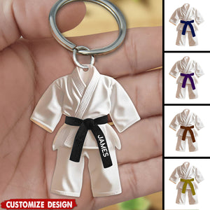 Personalized Black Belt Keychain -  Karate,Jiu-Jitsu Gift