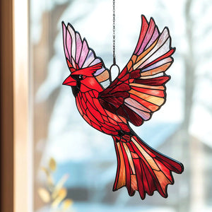 Snowy Redbird Delight - Window Hanging Suncatcher