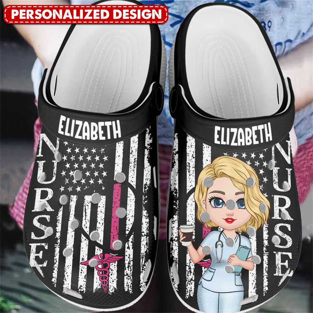 Love Pretty Doll Nurse Life Personalized Clog