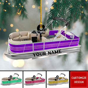 Personalized Pontoon Boat Acrylic Christmas Ornament - 2024 New Release