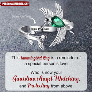 Personalized Cute Hummingbird Birthstone Ring