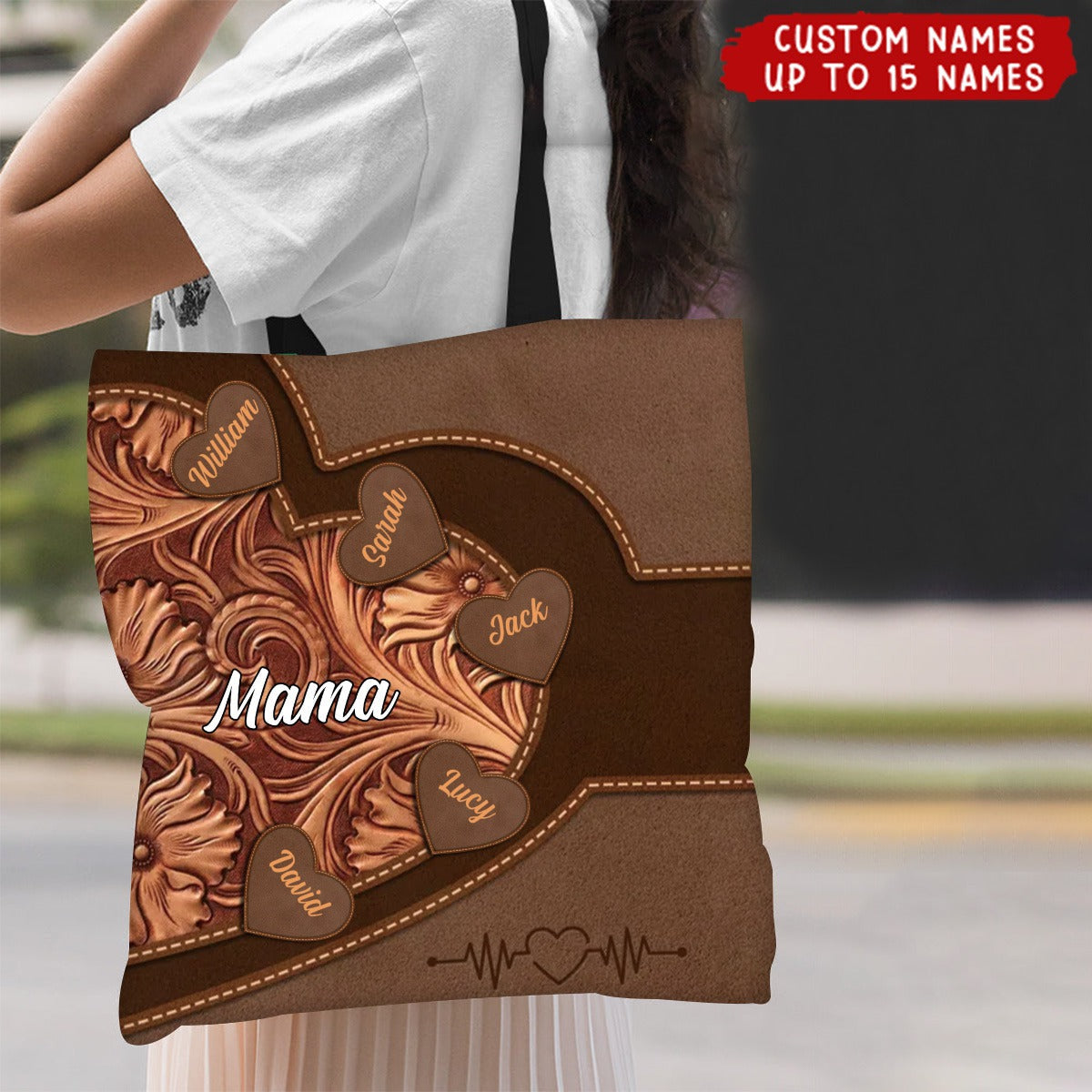 Gift For Grandma Hearts Vintage Pattern Personalized Tote Bag