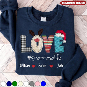 Personalized Mimi Applique And Grandkids Sweatshirt