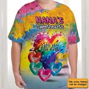 Personalized Sweatheart Paint Splatter Grandma Mom Kids All-over Print T Shirt