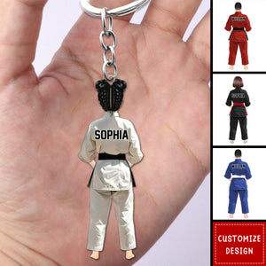 Personalized Boy Girl Black Belt Keychain -Gifts For Karate,Jiu Jitsu,Judo,Taekwondo Lovers