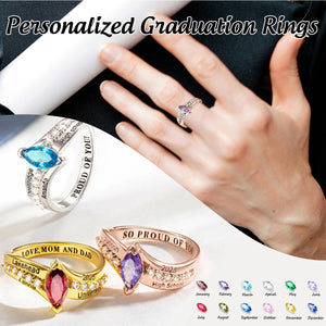 Personalized Graduation Rings with Birthstone And University/School Name