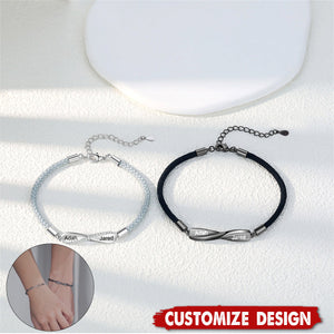 Personalized Two Names Infinity Couple Bracelets Set - Gift For Couple