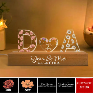 Couple Initials Birth Month Flower Anniversary Gift Personalized Acrylic Block LED Night Light