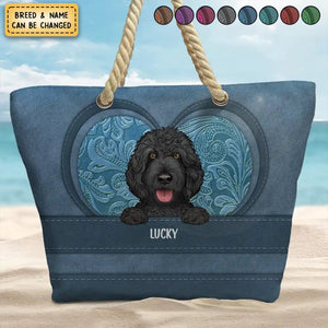 Cute Dogs Aesthetic Pattern - Personalized Beach Bag