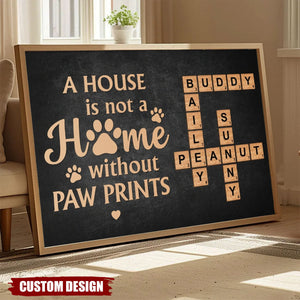 Home With Paw Prints Pet Crossword Puzzle Art Personalized Poster, Gift For Pet Lovers