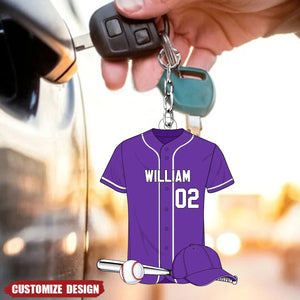 Baseball Shirt Personalized Acrylic Keychain, Gift For Son, Husband