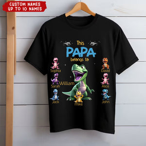 This Belongs To - Personalized Dinosaur T-shirt - Gift For Dad, Grandpa