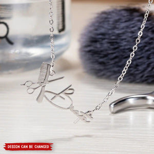 Dainty Stylish Scissor and Comb Minimalist Personalized Barber Necklace, Gift for Hairdresser