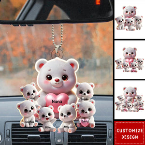 Personalized Grandma Bear Meaningful Car Ornament, Gift For Nana