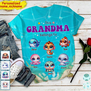 This Grandma Blong To - Grandkids And Name, Love Ocean, Gift For Mom - Personalized 3D T-shirt