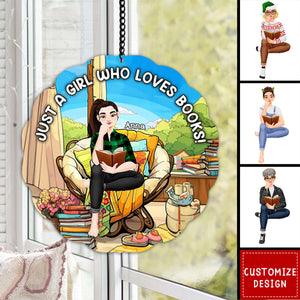 Personalized Girl Reading Window Hanging Suncatcher - Gifts For Book Lover