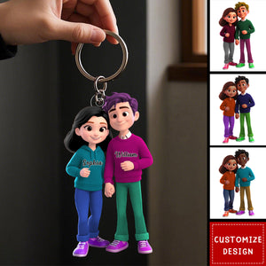 Personalized Cute Couple Keychain - Couple Gift