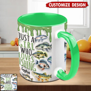 Just A Girl Who Loves Fishing - Personalized Fishing Accent Mug