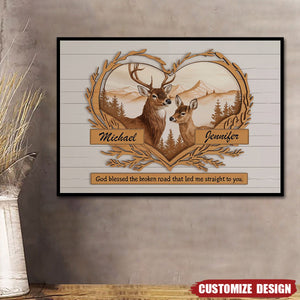 Personalized Deer Love Mountains Poster