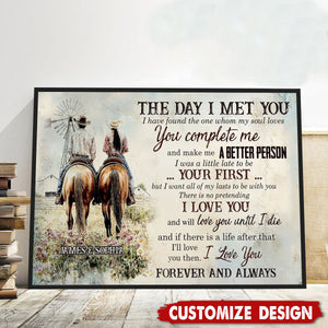 The Day I Met You-Personalized Cowboy Cowgirl Couple Poster-Gift For Rodeo-Loving Couple