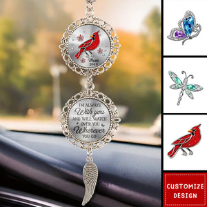 Connecting Love Through Memories - Personalized Metal Car Hanging Ornament With Charm - Sympathy Gift For Family Members