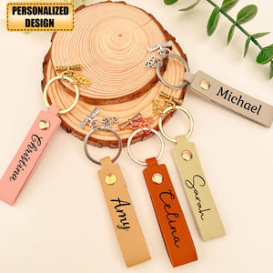 Personalized Name Leather Graduation Keychain