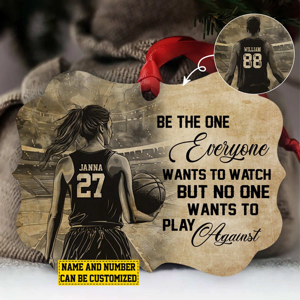 2024 New Release Personalized Basketball Christmas Wood Ornament Gift For Basketball Lovers