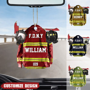 Personalized Acrylic Car Ornament - Gift For Firefighter