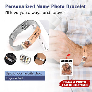 Custom Photo Forever Love Personalized Adjustable Bracelet, Gift For Couple