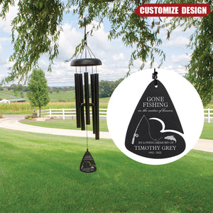 Personalized Fishing in Heaven Memorial Wind Chime