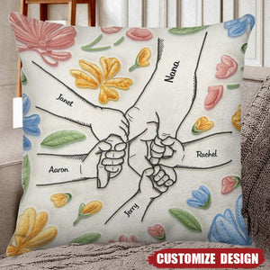 Hand In Hand, I Will Always Protect You - Personalized Family Pillow