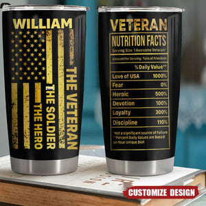 The Veteran The Soldier The Hero Cooler Tumbler Personalized Gift