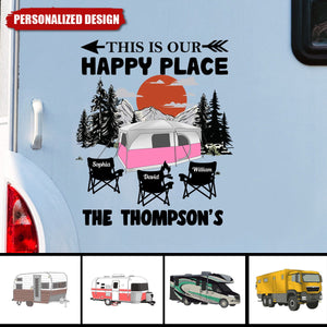 This Is Our Happy Place-Personalized Decal-Gift For Camping Lover