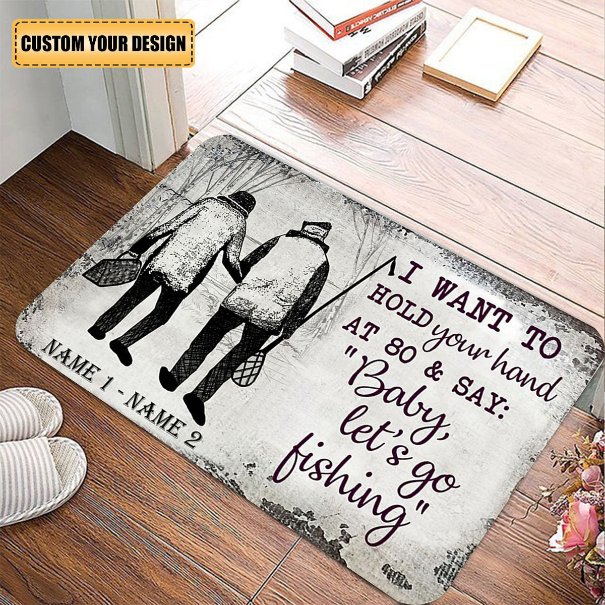 Baby, Let's Go Fishing Doormat - Gift For Couple, Fishing Lovers