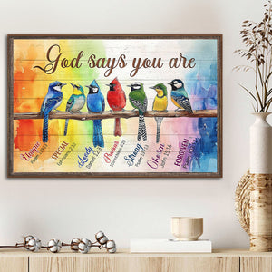 God Says You Are - Bird Art with Bible Verses Poster