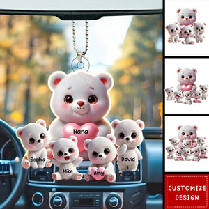 Personalized Grandma Bear Meaningful Car Ornament, Gift For Nana