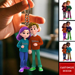 Personalized Cute Couple Keychain - Couple Gift