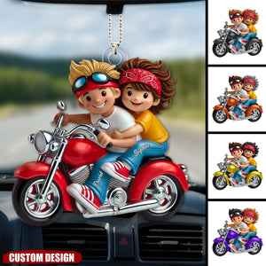 Personalized Motorcycle Couple Acrylic Car Ornament